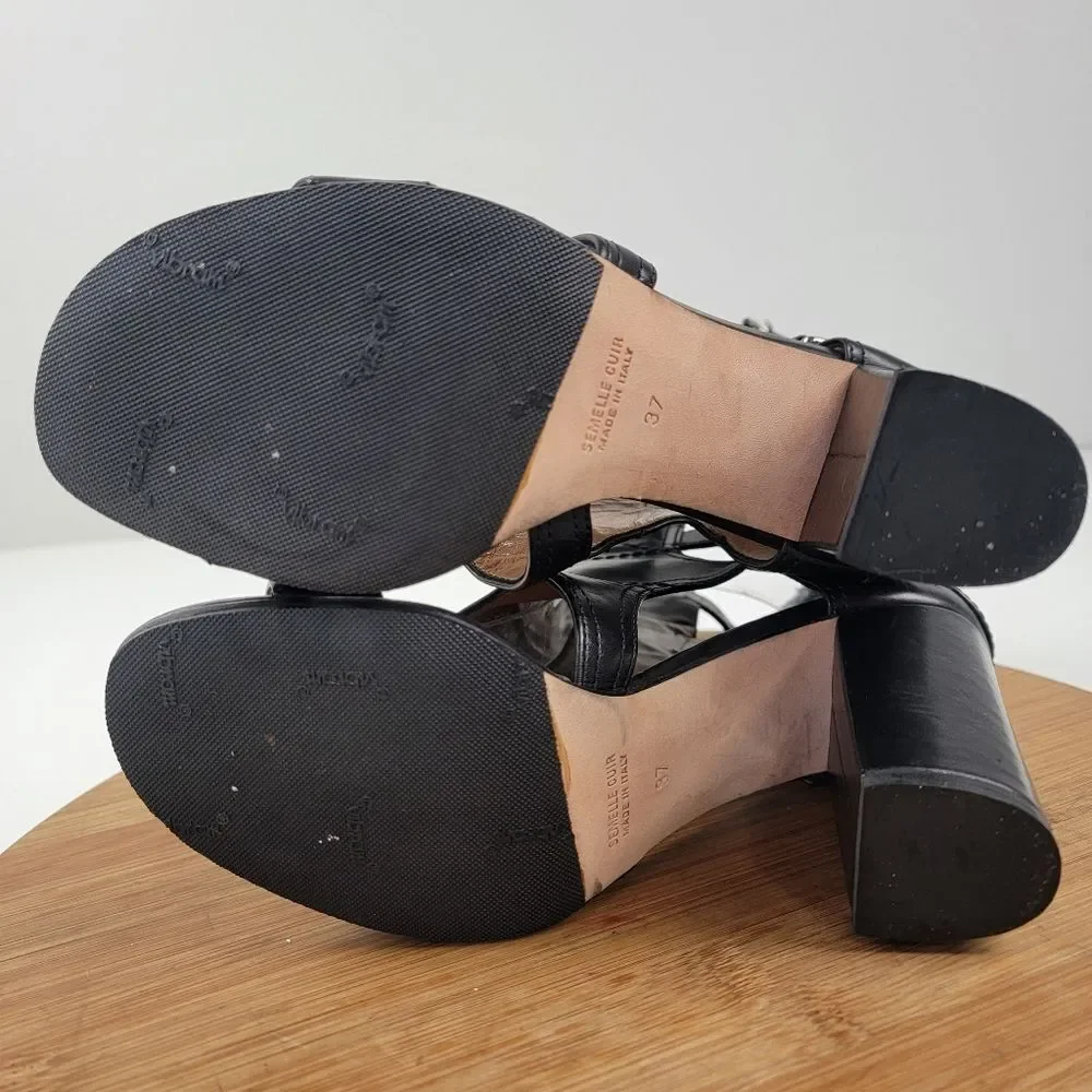 Laurence Dacade Felicite Black Leather Block Heels Womens‎ Shoe sz US 6 EU 37
